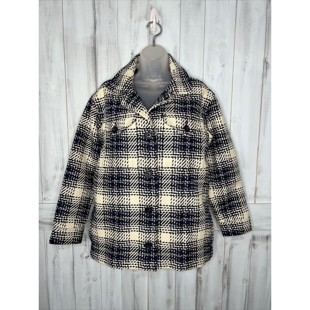 OUTERKNOWN CLOUD WEAVE SHIRT JACKET SHACKET BIRCH‎ OPTIC BLUE WHITE PLAID XS